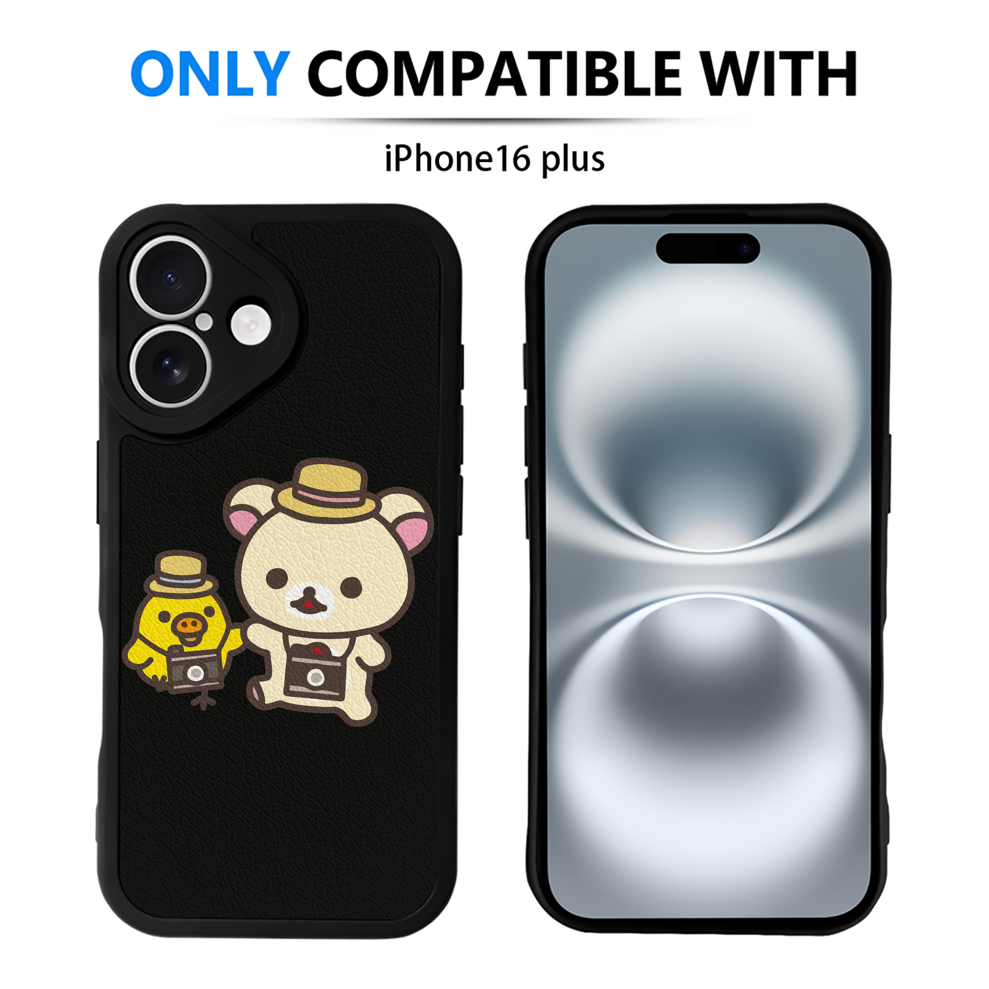 （画像用） リラックマ リラックマ キイロイトリ Rilakkuma Korilakkuma Kiiroitori 【iPhone 16シリーズ対応】シリコンスマホケース（レザー調） 材質：シリコン